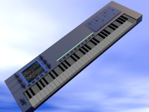 Bryce 3D image of imaginary keyboard